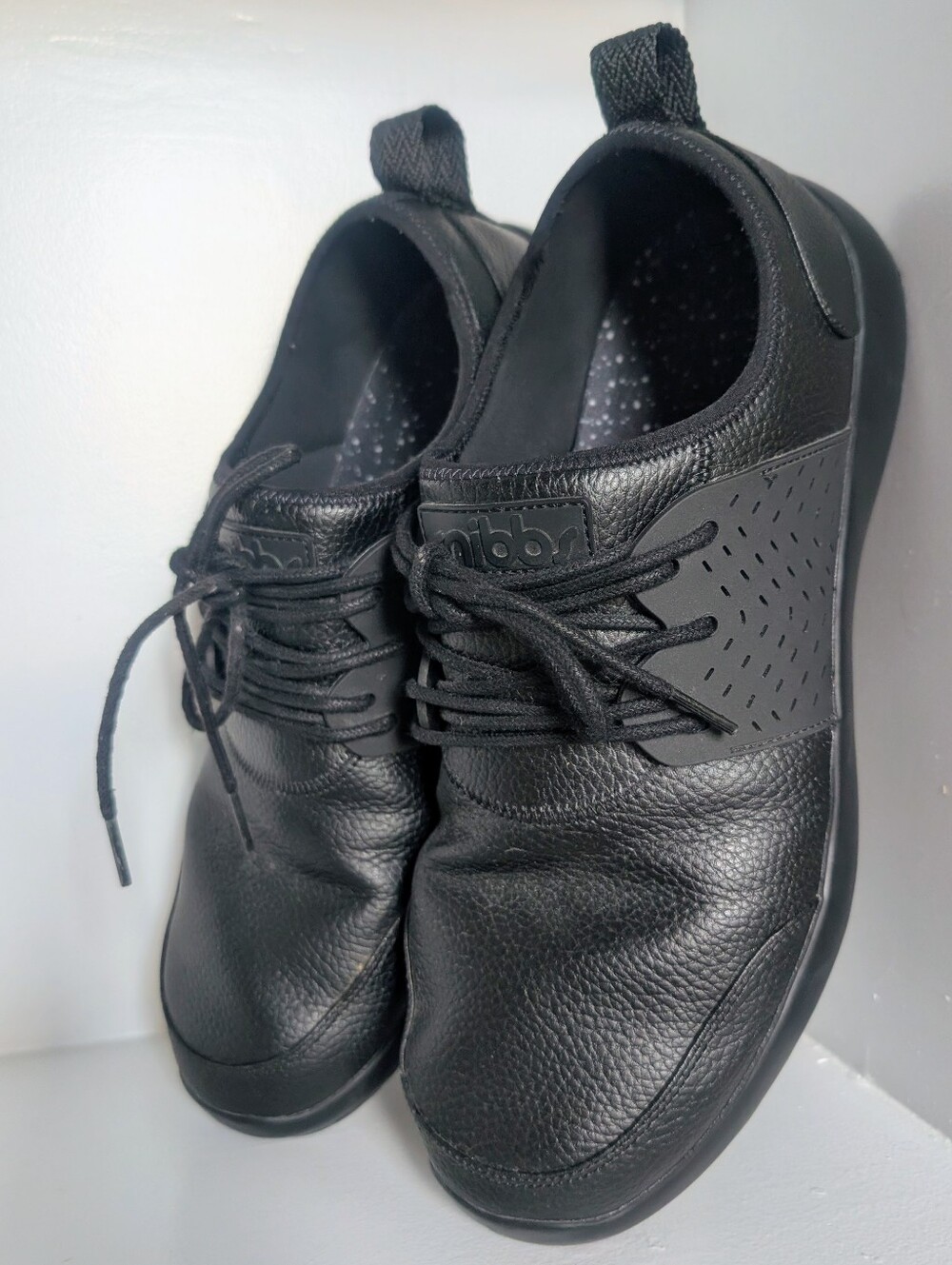 Snibbs Spacecloud Premium Leather Shoes Black Non-Slip Casual Work Sz 13